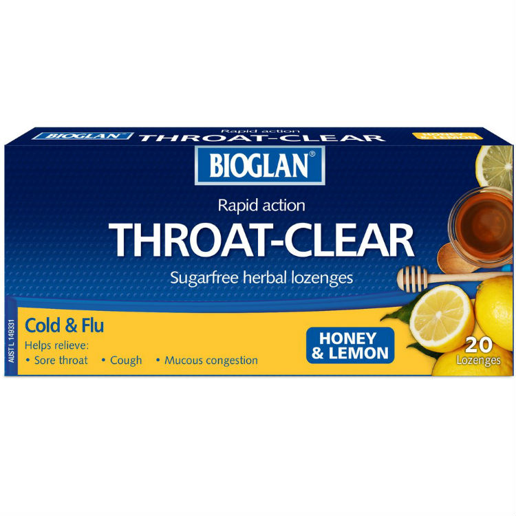 Bioglan Throat Clear Honey Lemon 20 Lozenges
