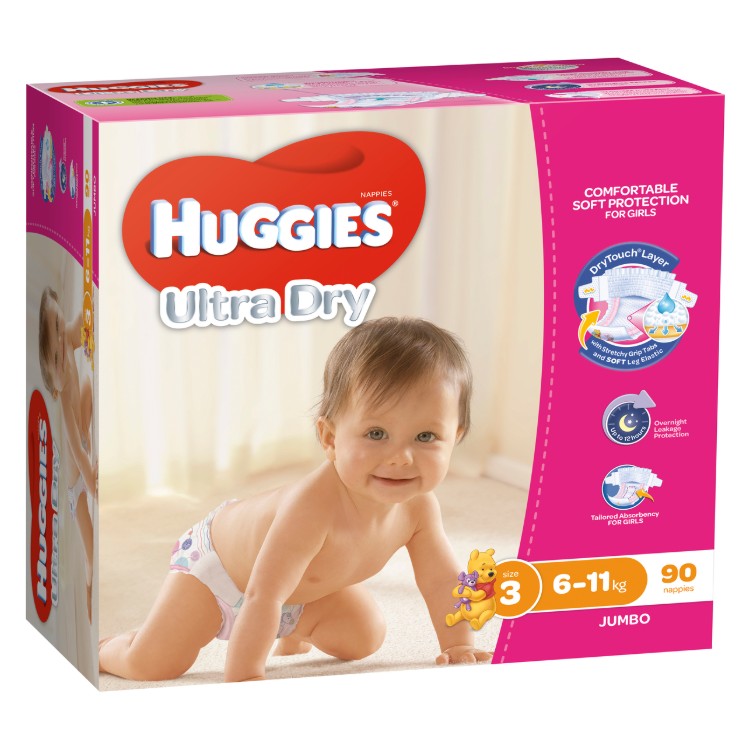 Huggies Jumbo Crawler Girl 90 Pack (1)