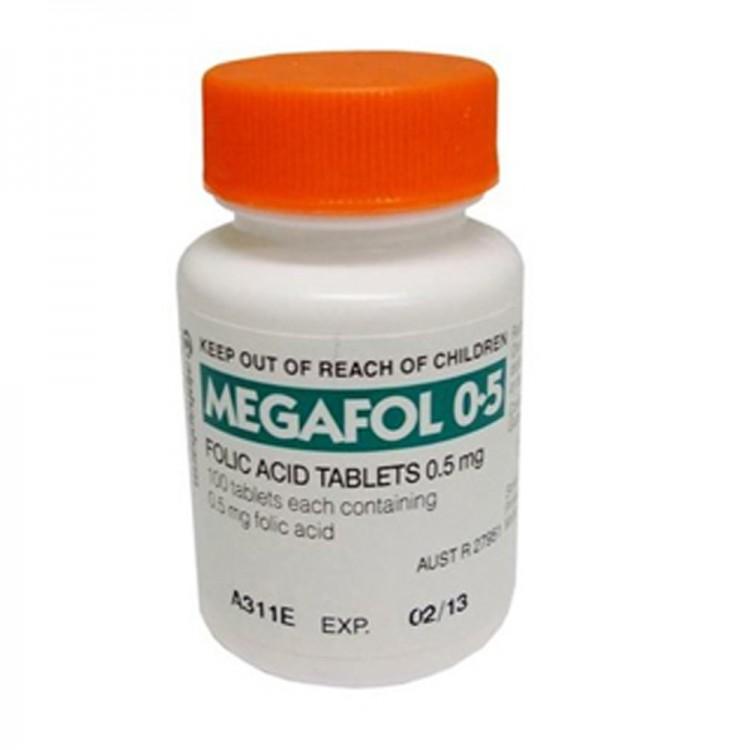 Megafol 0.5mg Folic Acid Tablets 100