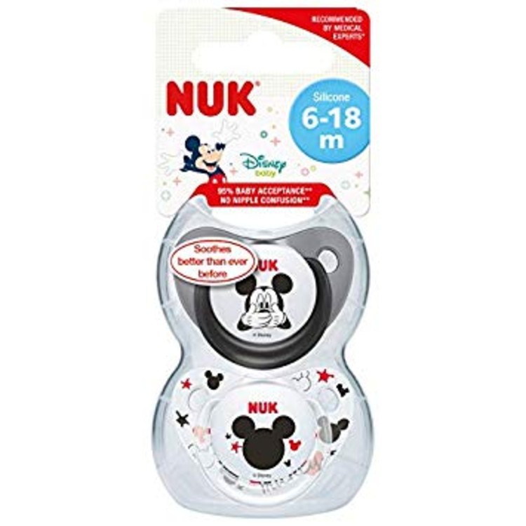 Nuk Mickey Mouse Silicone Soother 6-18 Months 2 Pack (1)